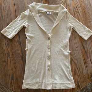 MICHAEL STARS ribbed shell button ivory top